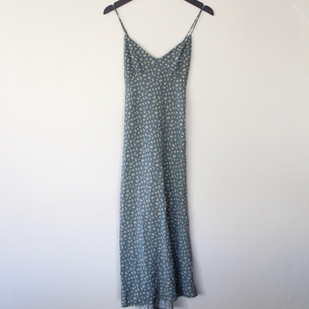Madewell Green Floral Praire Midi Dress, Size 6, Cross back
